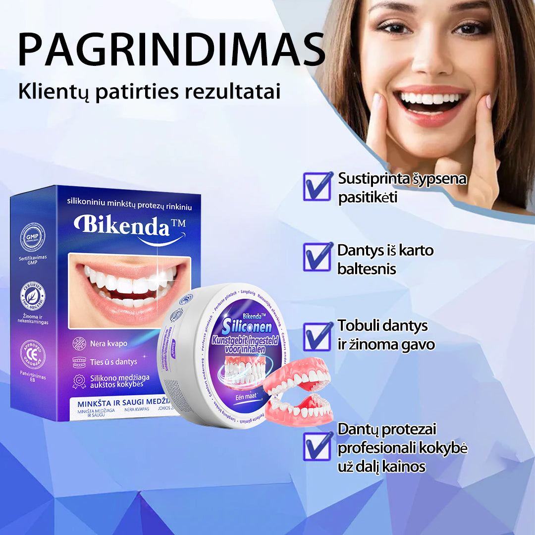 Mėgaukitės šypsena🔥Bikenda™ silikoniniu minkštų protezų rinkiniu🎁(80 % nuolaida ribotą laiką – paskutinės 30 minučių)