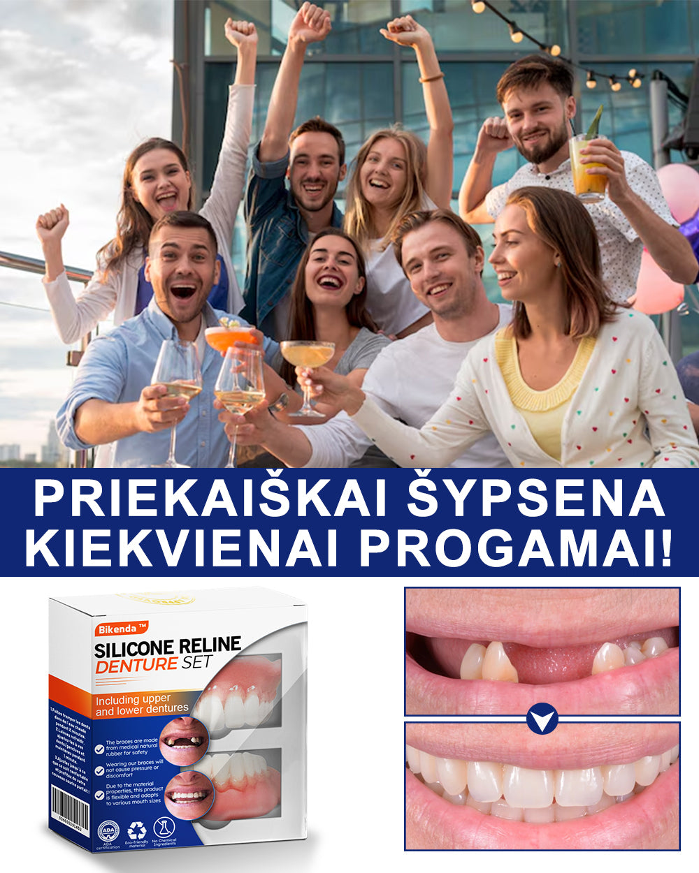 Mėgaukitės šypsenomis ir maistu🎁Bikenda™ silikoniniu minkštų protezų rinkiniu🚀(80 % nuolaida ribotą laiką – paskutinės 30 minučių)